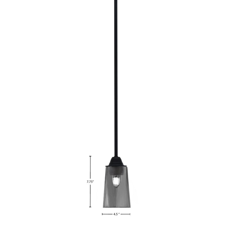 Toltec Paramount 5in 1-Light Mini Pendant | Modern Matte Black and Smoke Bubble Glass | Kitchen Island & Dining Room | Model 3401-MB-262