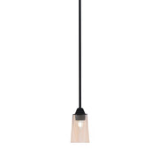 Toltec Paramount 5in 1-Light Mini Pendant | Modern Matte Black and Amber Gradient Glass | Kitchen Island & Dining Room | Model 3401-MB-263