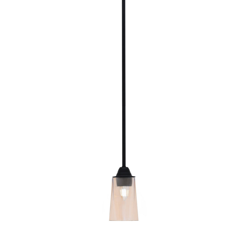 Toltec Paramount 5in 1-Light Mini Pendant | Modern Matte Black and Amber Gradient Glass | Kitchen Island & Dining Room | Model 3401-MB-263