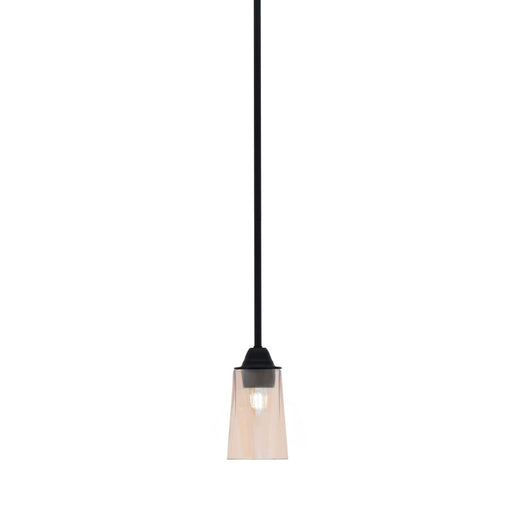Toltec Paramount 5in 1-Light Mini Pendant | Modern Matte Black and Amber Gradient Glass | Kitchen Island & Dining Room | Model 3401-MB-263