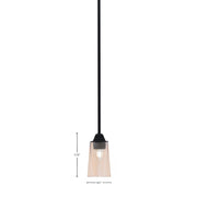 Toltec Paramount 5in 1-Light Mini Pendant | Modern Matte Black and Amber Gradient Glass | Kitchen Island & Dining Room | Model 3401-MB-263