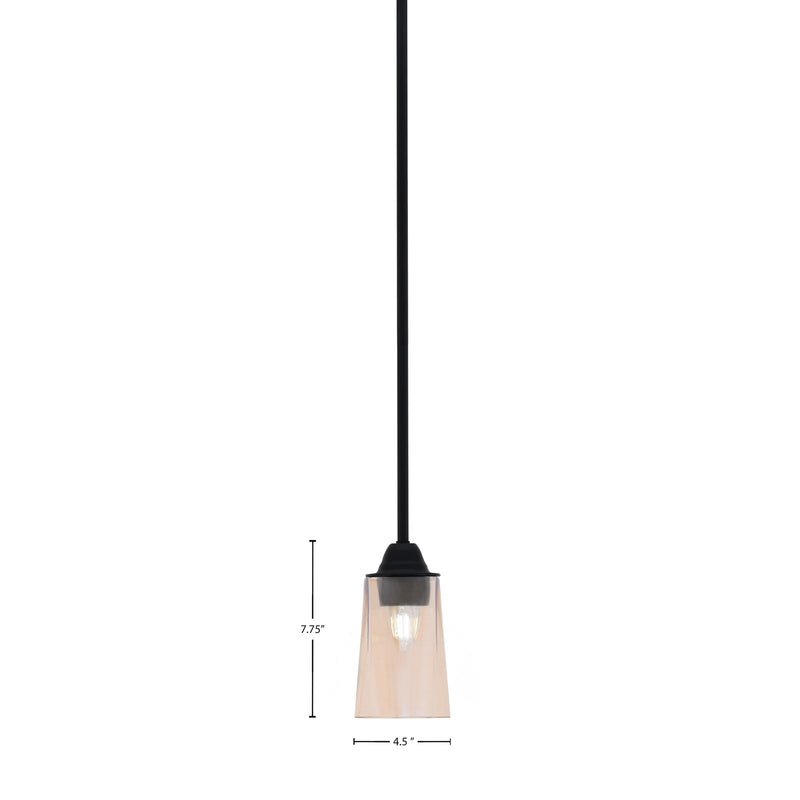 Toltec Paramount 5in 1-Light Mini Pendant | Modern Matte Black and Amber Gradient Glass | Kitchen Island & Dining Room | Model 3401-MB-263