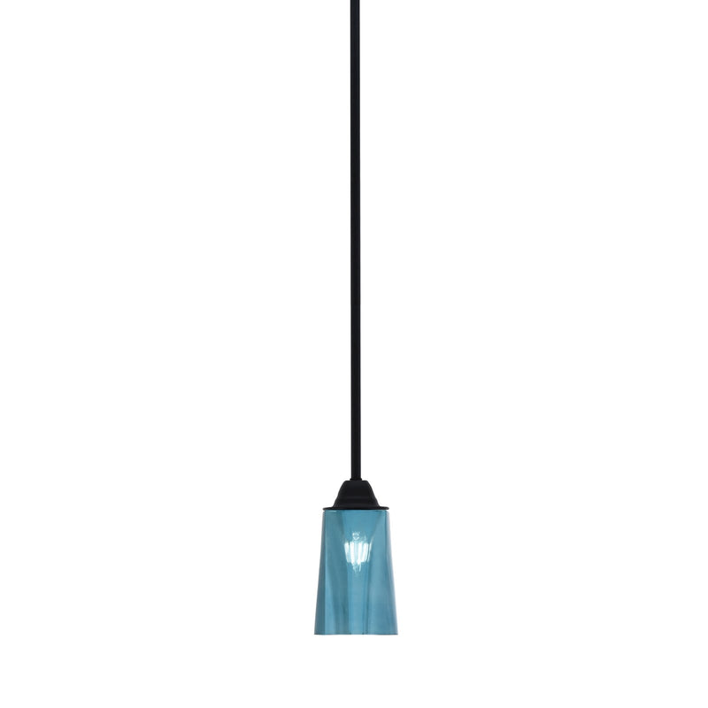 Toltec Paramount 5in 1-Light Mini Pendant | Modern Matte Black and Blue Gradient Glass | Kitchen Island & Dining Room | Model 3401-MB-265