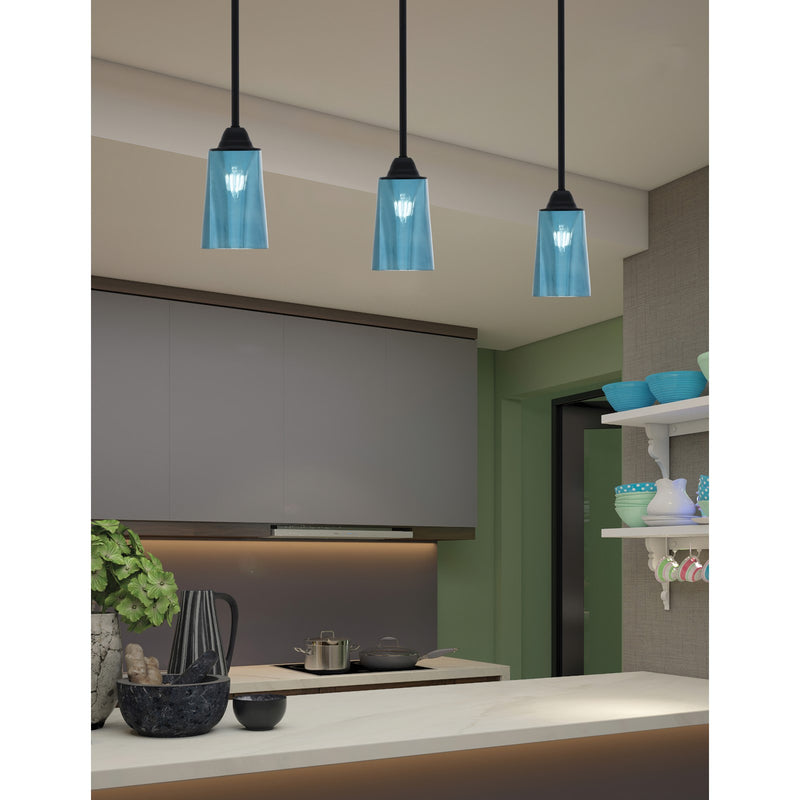 Toltec Paramount 5in 1-Light Mini Pendant | Modern Matte Black and Blue Gradient Glass | Kitchen Island & Dining Room | Model 3401-MB-265