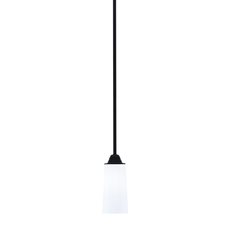 Toltec Paramount 5in 1-Light Mini Pendant | Modern Matte Black and White Opal Glass | Kitchen Island & Dining Room | Model 3401-MB-291
