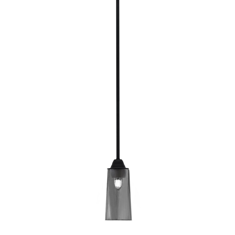 Toltec Paramount 5in 1-Light Mini Pendant | Modern Matte Black and Smoke Bubble Glass | Kitchen Island & Dining Room | Model 3401-MB-292