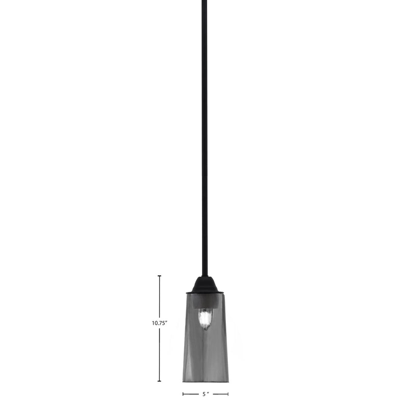 Toltec Paramount 5in 1-Light Mini Pendant | Modern Matte Black and Smoke Bubble Glass | Kitchen Island & Dining Room | Model 3401-MB-292