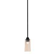 Toltec Paramount 5in 1-Light Mini Pendant | Modern Matte Black and Amber Gradient Glass | Kitchen Island & Dining Room | Model 3401-MB-293