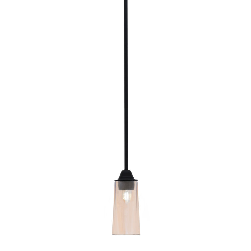 Toltec Paramount 5in 1-Light Mini Pendant | Modern Matte Black and Amber Gradient Glass | Kitchen Island & Dining Room | Model 3401-MB-293