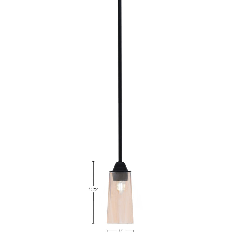 Toltec Paramount 5in 1-Light Mini Pendant | Modern Matte Black and Amber Gradient Glass | Kitchen Island & Dining Room | Model 3401-MB-293