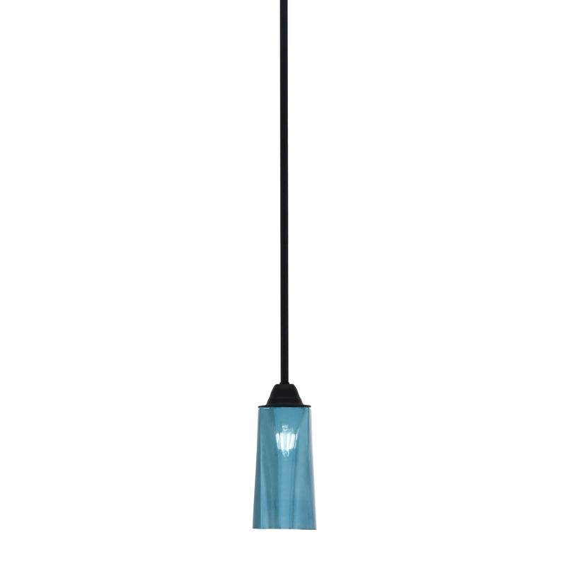 Toltec Paramount 5in 1-Light Mini Pendant | Modern Matte Black and Blue Gradient Glass | Kitchen Island & Dining Room | Model 3401-MB-295