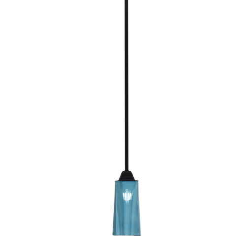 Toltec Paramount 5in 1-Light Mini Pendant | Modern Matte Black and Blue Gradient Glass | Kitchen Island & Dining Room | Model 3401-MB-295