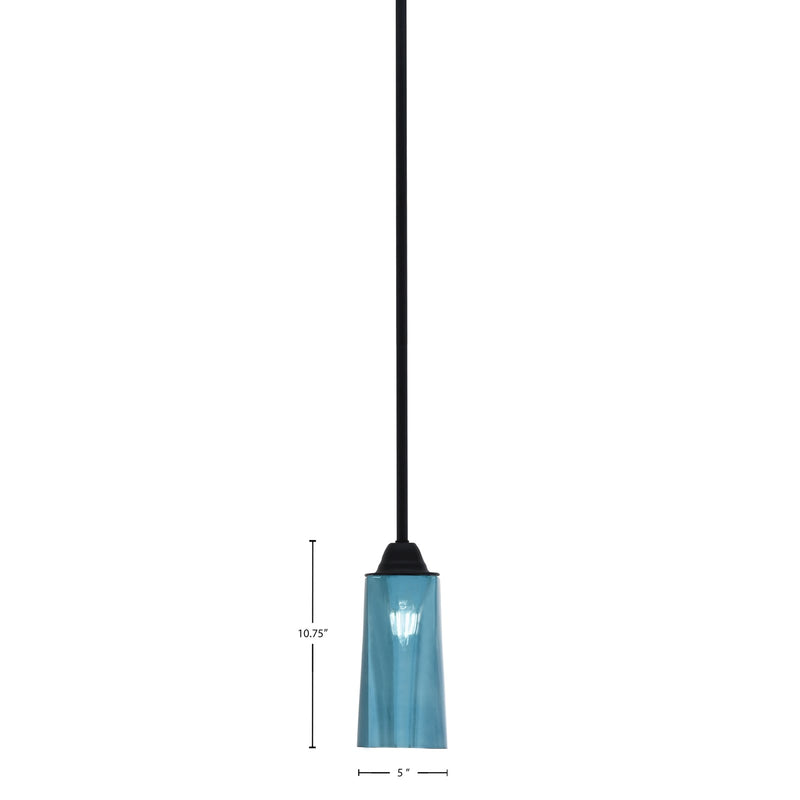 Toltec Paramount 5in 1-Light Mini Pendant | Modern Matte Black and Blue Gradient Glass | Kitchen Island & Dining Room | Model 3401-MB-295