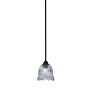 Toltec Paramount 7in 1-Light Mini Pendant | Modern Matte Black and Smoke Lava Glass | Kitchen Island & Dining Room | 7 x 7.5 in | Model 3401-MB-4232