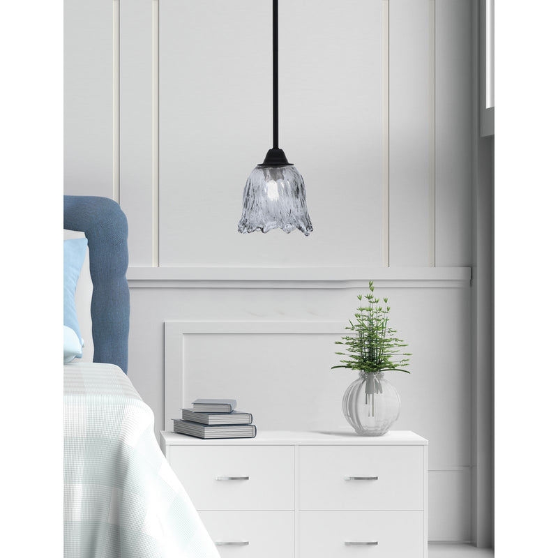 Toltec Paramount 7in 1-Light Mini Pendant | Modern Matte Black and Smoke Lava Glass | Kitchen Island & Dining Room | 7 x 7.5 in | Model 3401-MB-4232