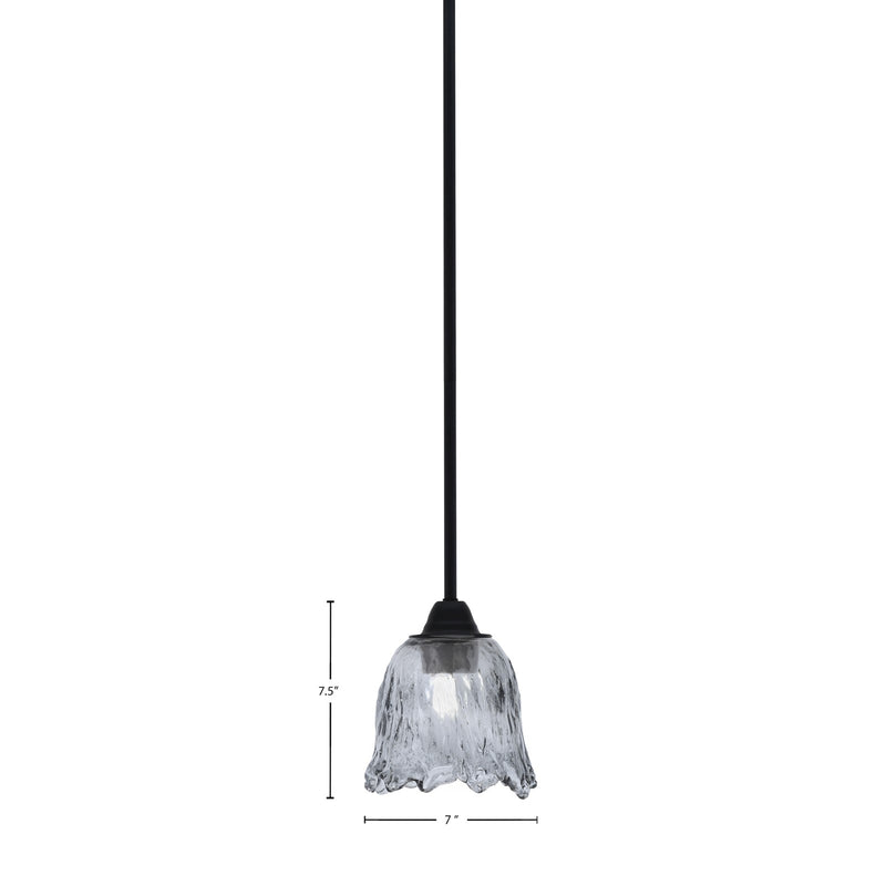Toltec Paramount 7in 1-Light Mini Pendant | Modern Matte Black and Smoke Lava Glass | Kitchen Island & Dining Room | 7 x 7.5 in | Model 3401-MB-4232
