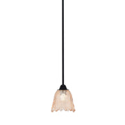 Toltec Paramount 7in 1-Light Mini Pendant | Modern Matte Black and Amber Lava Glass | Kitchen Island & Dining Room | 7 x 7.5 in | Model 3401-MB-4233