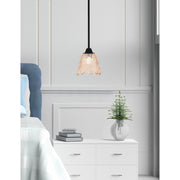Toltec Paramount 7in 1-Light Mini Pendant | Modern Matte Black and Amber Lava Glass | Kitchen Island & Dining Room | 7 x 7.5 in | Model 3401-MB-4233