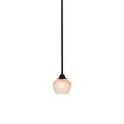 Toltec Paramount 6in 1-Light Mini Pendant | Modern Matte Black Steel and Amber Textured Glass | Kitchen Island & Counter | 6 x 6.5 in | Model 3401-MB-4623