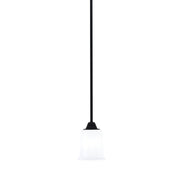 Toltec Paramount 5in 1-Light Mini Pendant | Modern Matte Black and White Opal Glass | Kitchen Island & Dining Room | 5 x 7 in | Model 3401-MB-5031