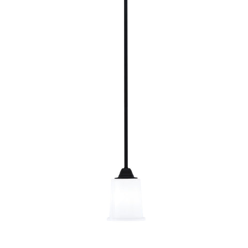 Toltec Paramount 5in 1-Light Mini Pendant | Modern Matte Black and White Opal Glass | Kitchen Island & Dining Room | 5 x 7 in | Model 3401-MB-5031