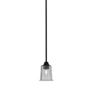 Toltec Paramount 5in 1-Light Mini Pendant | Modern Matte Black and Smoke Bubble Glass | Kitchen Island & Dining Room | 5 x 7 in | Model 3401-MB-5032