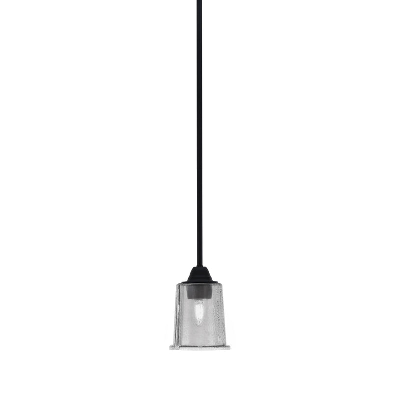 Toltec Paramount 5in 1-Light Mini Pendant | Modern Matte Black and Smoke Bubble Glass | Kitchen Island & Dining Room | 5 x 7 in | Model 3401-MB-5032