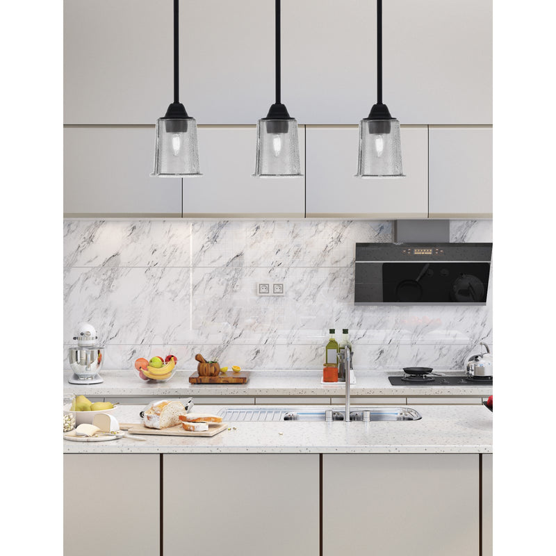 Toltec Paramount 5in 1-Light Mini Pendant | Modern Matte Black and Smoke Bubble Glass | Kitchen Island & Dining Room | 5 x 7 in | Model 3401-MB-5032