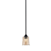 Toltec Paramount 5in 1-Light Mini Pendant | Modern Matte Black and Amber Bubble Glass | Kitchen Island & Dining Room | 5 x 7 in | Model 3401-MB-5033