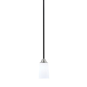 Toltec Paramount 4.5in 1-Light Mini Pendant | Modern Matte Black and Brushed Nickel with White Opal Glass | Kitchen Island | Model 3401-MBBN-261