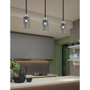 Toltec Paramount 4.5in 1-Light Mini Pendant | Modern Matte Black and Brushed Nickel Smoke Bubble Glass | Kitchen Island | Model 3401-MBBN-262