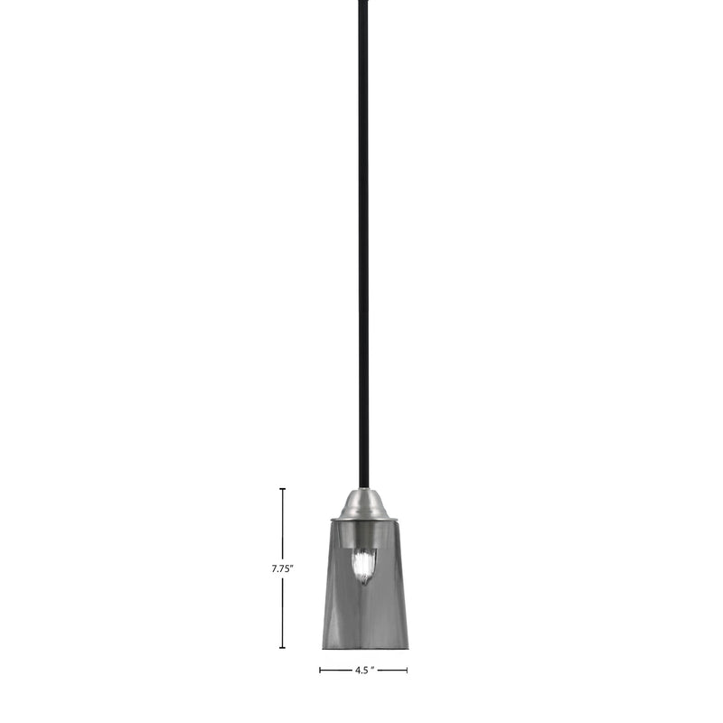 Toltec Paramount 4.5in 1-Light Mini Pendant | Modern Matte Black and Brushed Nickel Smoke Bubble Glass | Kitchen Island | Model 3401-MBBN-262