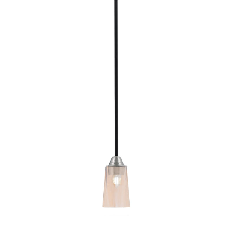 Toltec Paramount 4.5in 1-Light Mini Pendant | Modern Matte Black and Brushed Nickel Amber Gradient Glass | Kitchen Island | Model 3401-MBBN-263