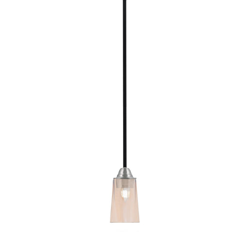 Toltec Paramount 4.5in 1-Light Mini Pendant | Modern Matte Black and Brushed Nickel Amber Gradient Glass | Kitchen Island | Model 3401-MBBN-263
