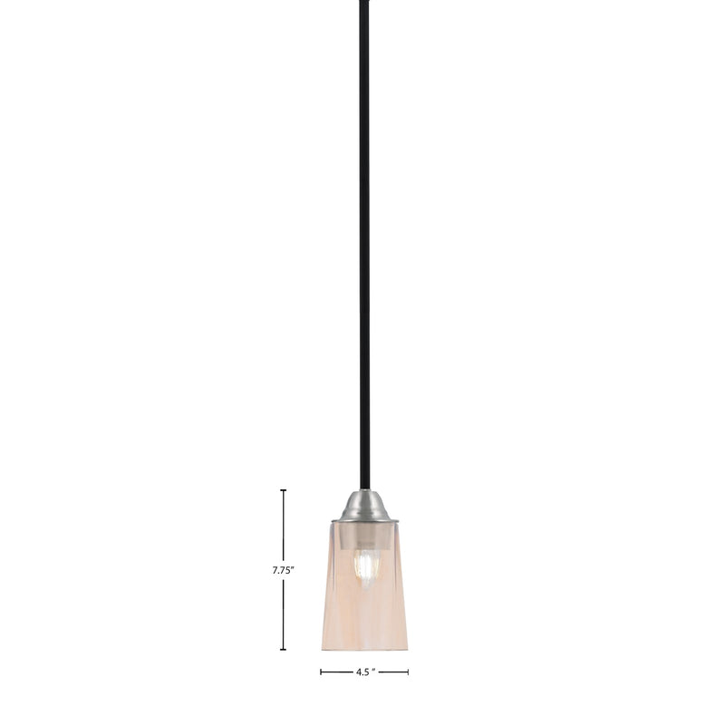 Toltec Paramount 4.5in 1-Light Mini Pendant | Modern Matte Black and Brushed Nickel Amber Gradient Glass | Kitchen Island | Model 3401-MBBN-263