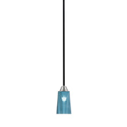 Toltec Paramount 4.5in 1-Light Mini Pendant | Modern Matte Black and Brushed Nickel Blue Gradient Glass | Kitchen Island | Model 3401-MBBN-265