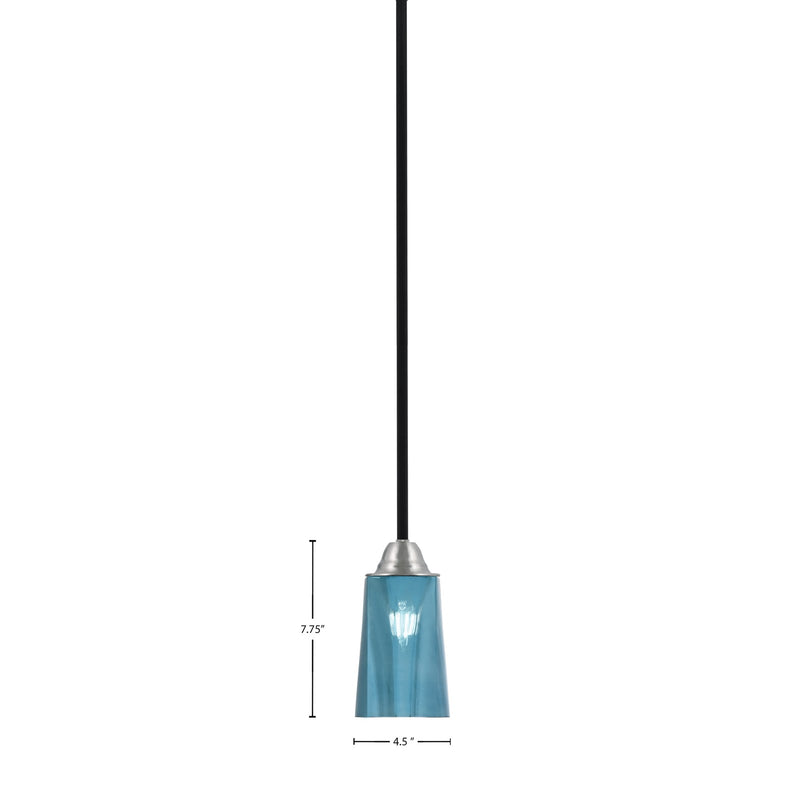 Toltec Paramount 4.5in 1-Light Mini Pendant | Modern Matte Black and Brushed Nickel Blue Gradient Glass | Kitchen Island | Model 3401-MBBN-265