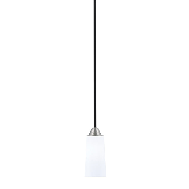 Toltec Paramount 5in 1-Light Mini Pendant | Modern Matte Black and Brushed Nickel White Opal Glass | Kitchen Island & Dining | Model 3401-MBBN-291