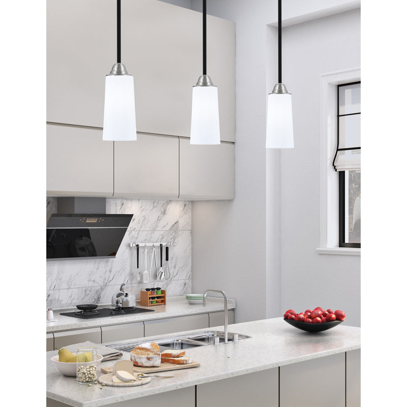 Toltec Paramount 5in 1-Light Mini Pendant | Modern Matte Black and Brushed Nickel White Opal Glass | Kitchen Island & Dining | Model 3401-MBBN-291