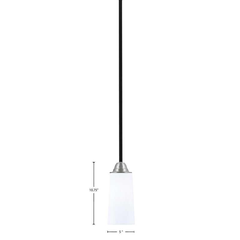 Toltec Paramount 5in 1-Light Mini Pendant | Modern Matte Black and Brushed Nickel White Opal Glass | Kitchen Island & Dining | Model 3401-MBBN-291
