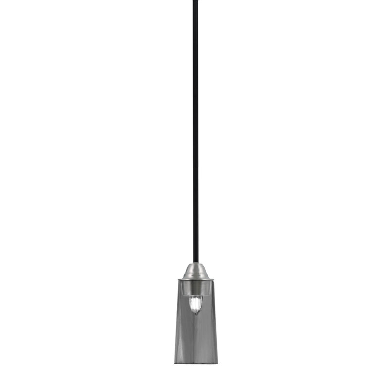 Toltec Paramount 5in 1-Light Mini Pendant | Modern Matte Black and Brushed Nickel Smoke Bubble Glass | Kitchen Island & Dining | Model 3401-MBBN-292