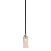 Toltec Paramount 5in 1-Light Mini Pendant | Modern Matte Black and Brushed Nickel Amber Gradient Glass | Kitchen Island | Model 3401-MBBN-293