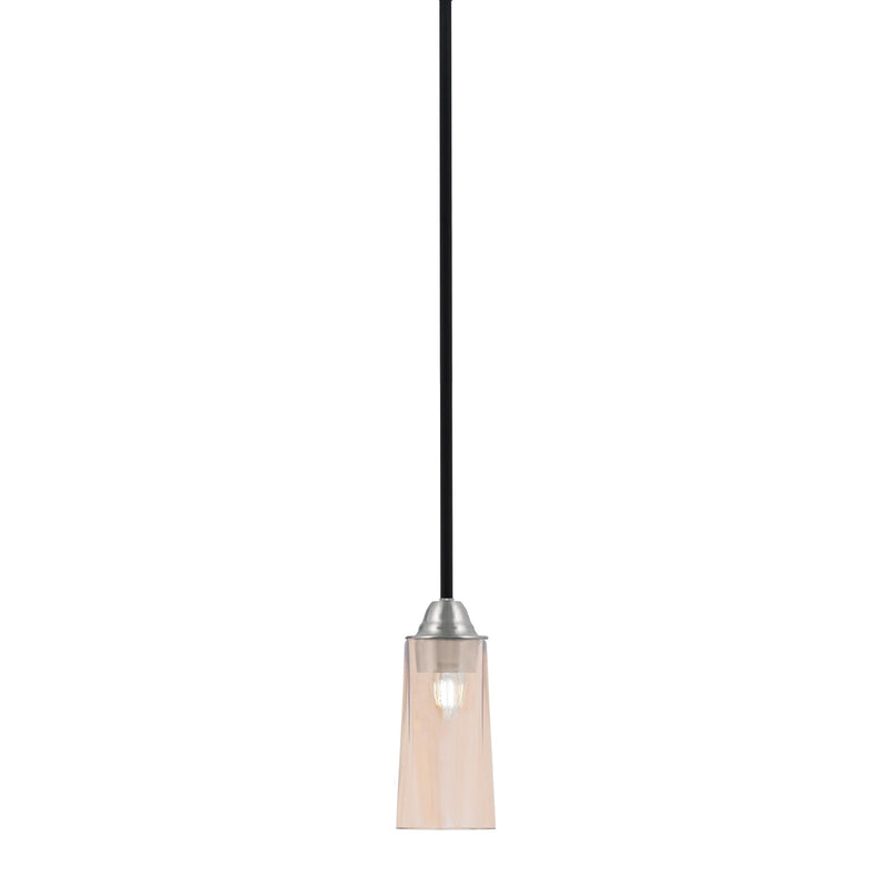 Toltec Paramount 5in 1-Light Mini Pendant | Modern Matte Black and Brushed Nickel Amber Gradient Glass | Kitchen Island | Model 3401-MBBN-293