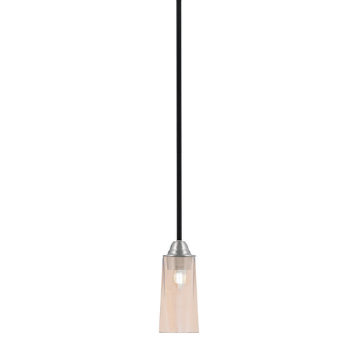 Toltec Paramount 5in 1-Light Mini Pendant | Modern Matte Black and Brushed Nickel Amber Gradient Glass | Kitchen Island | Model 3401-MBBN-293