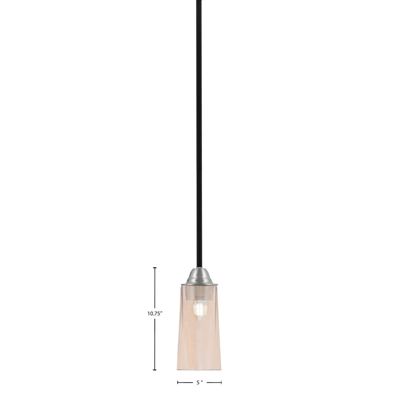 Toltec Paramount 5in 1-Light Mini Pendant | Modern Matte Black and Brushed Nickel Amber Gradient Glass | Kitchen Island | Model 3401-MBBN-293