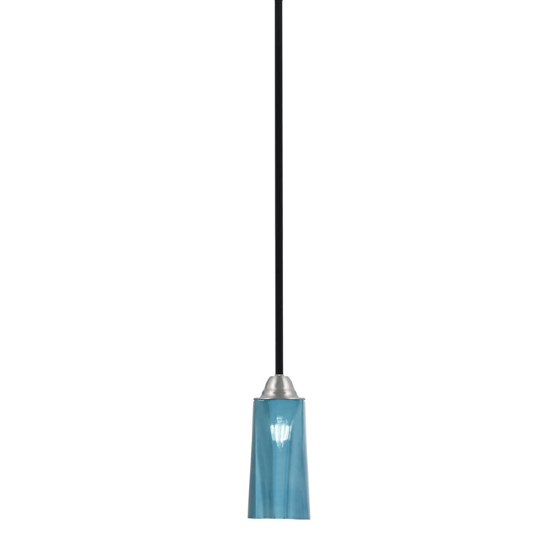 Toltec Paramount 5in 1-Light Mini Pendant | Modern Matte Black and Brushed Nickel Blue Gradient Glass | Kitchen Island & Dining | Model 3401-MBBN-295