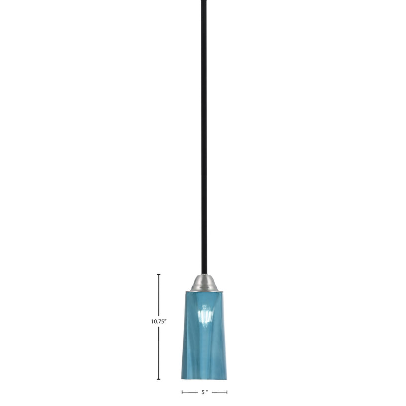 Toltec Paramount 5in 1-Light Mini Pendant | Modern Matte Black and Brushed Nickel Blue Gradient Glass | Kitchen Island & Dining | Model 3401-MBBN-295