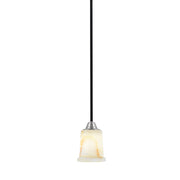 Toltec Paramount 5in 1-Light Mini Pendant | Modern Matte Black and Brushed Nickel Natural Stone Glass | Kitchen Island | Model 3401-MBBN-4128