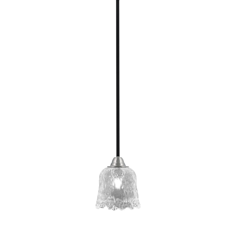 Toltec Paramount 7in 1-Light Mini Pendant | Modern Matte Black and Brushed Nickel Clear Lava Glass | Kitchen Island & Dining | Model 3401-MBBN-4230
