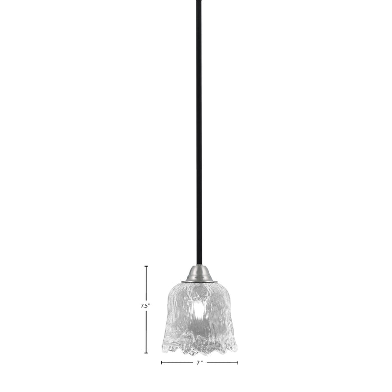 Toltec Paramount 7in 1-Light Mini Pendant | Modern Matte Black and Brushed Nickel Clear Lava Glass | Kitchen Island & Dining | Model 3401-MBBN-4230
